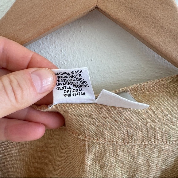 FLAX Linen Button Up Orange Yellow Wheat color Small - Picture 5 of 9